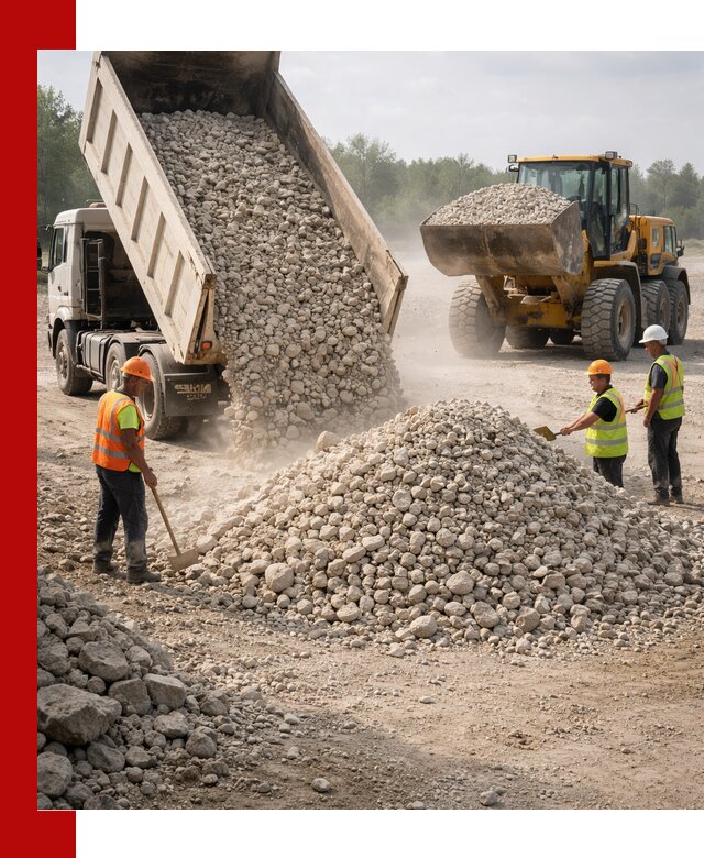 Доставка известнякового щебня фр. 40-70 в Дмитрах
