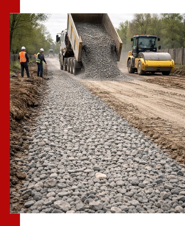 Доставка щебня для отсыпки дорог в Дмитрах высокого качества