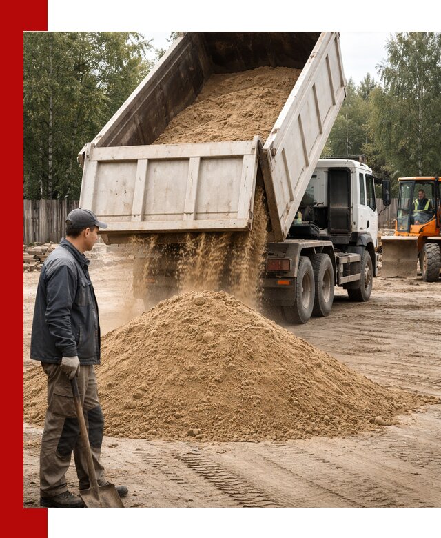 Доставка и продажа песка с разгрузкой в Дмитрах