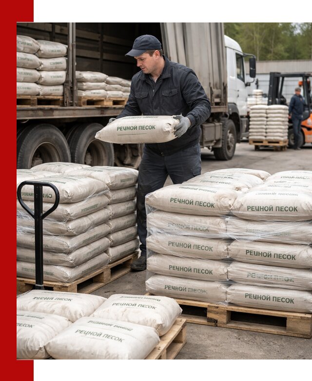 Речной песок в мешках с доставкой в Дмитрах