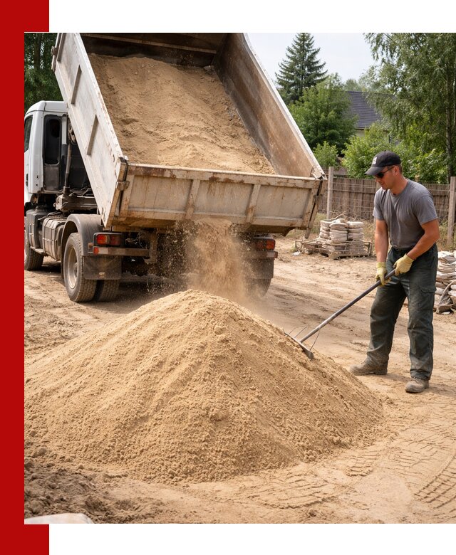 Доставка сухого песка самосвалами в Дмитрах