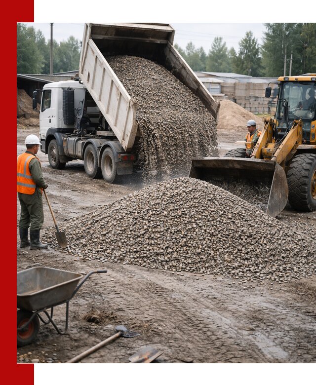 Мытый гравий с доставкой в Дмитрах от карьера до участка