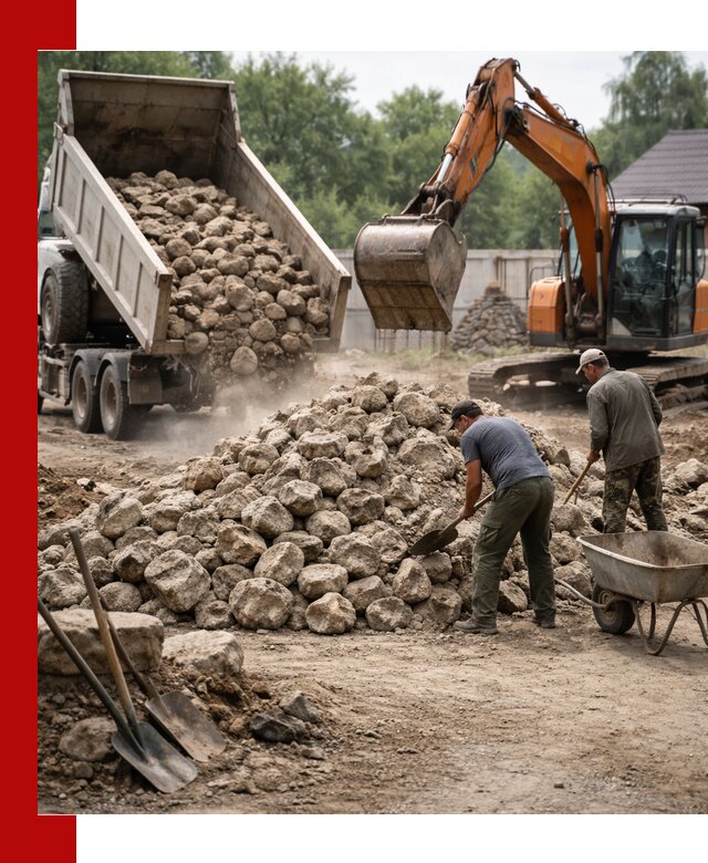 Доставка и разгрузка бутового камня в Дмитрах