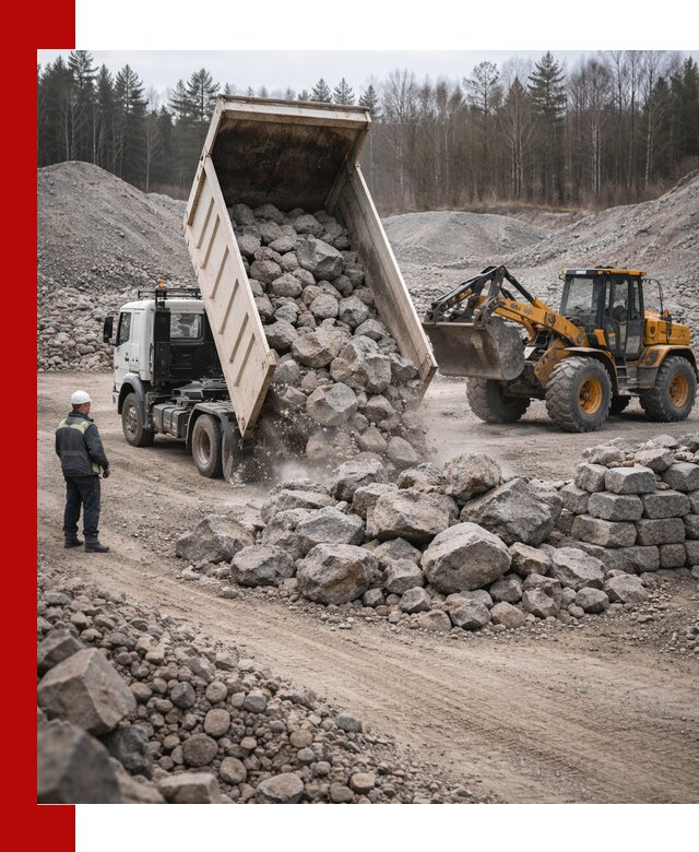 Доставка и продажа бутового гранитного камня в Дмитрах