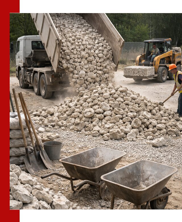 Доставка и продажа бутового известнякового камня в Дмитрах