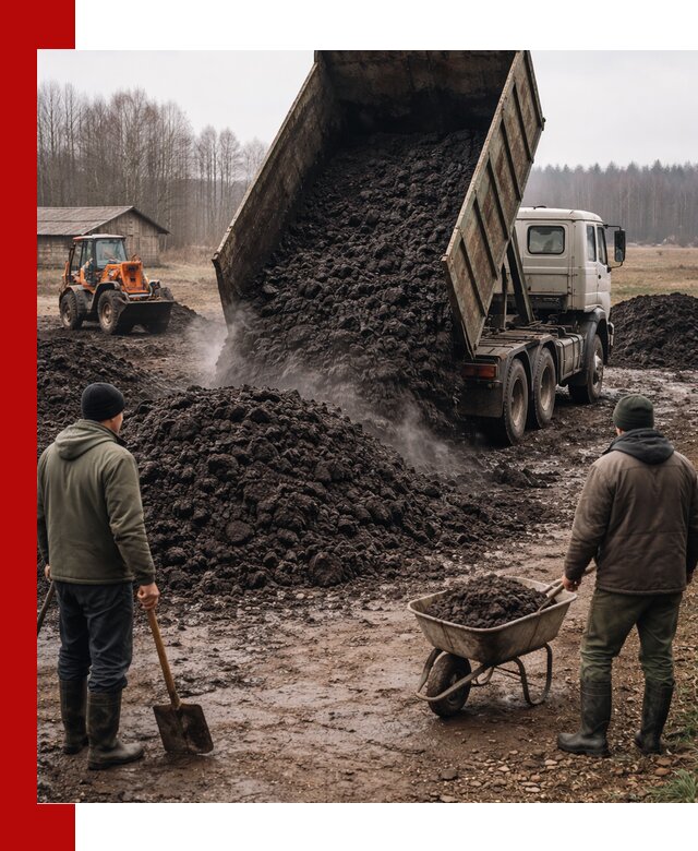 Доставка низинного торфа с разгрузкой и доставкой в Дмитрах