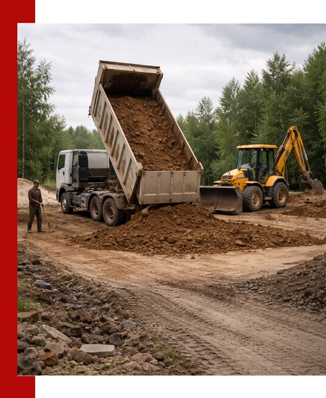 Доставка суглинка самосвалами в Дмитрах подсыпка и планировка