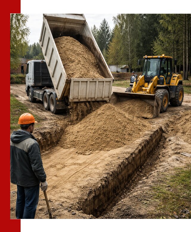 Доставка песчаного грунта в Дмитрах для строительных работ